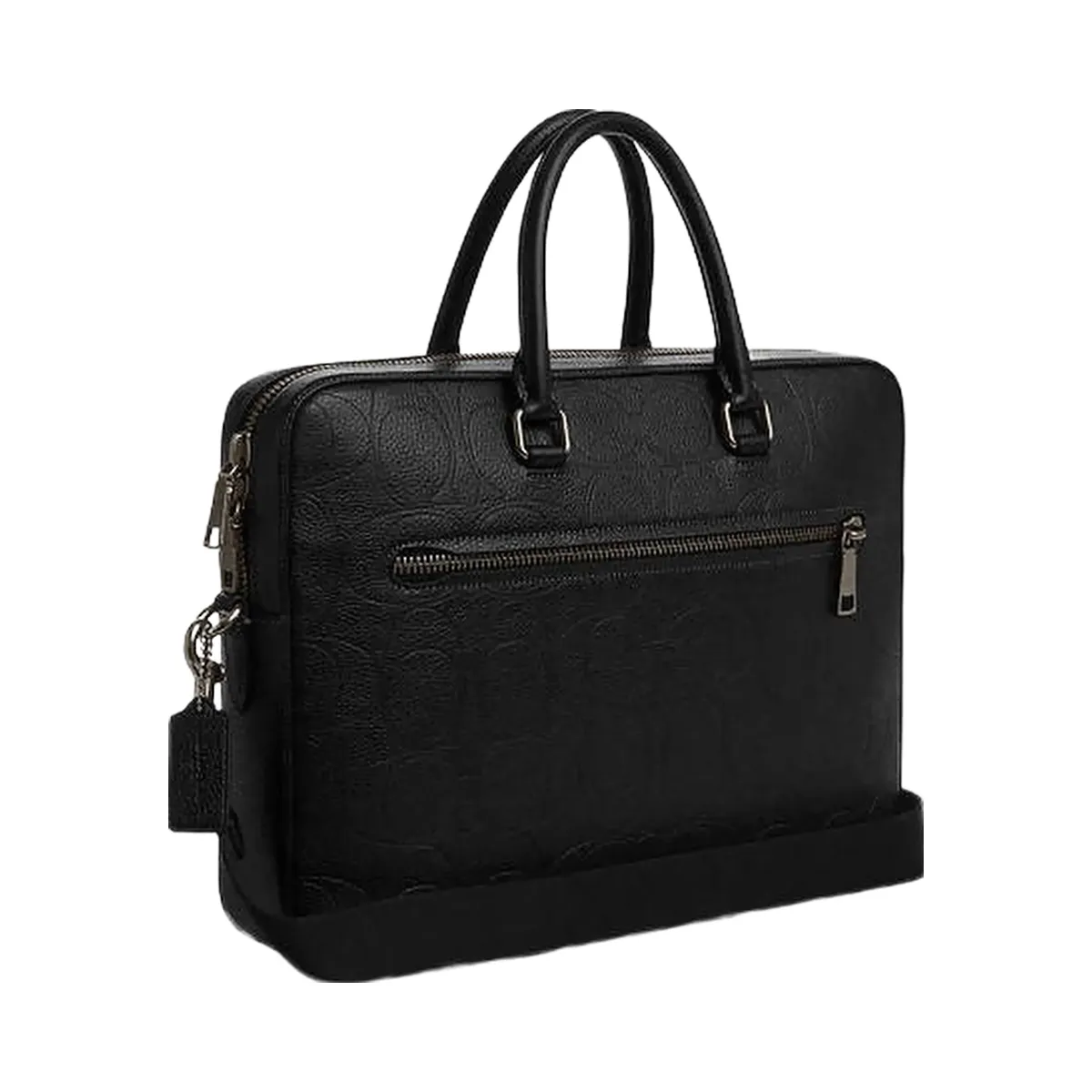 Coach Ethan Slim Brief In Signature Leather Pebbled Leather-Gunmetal-Black