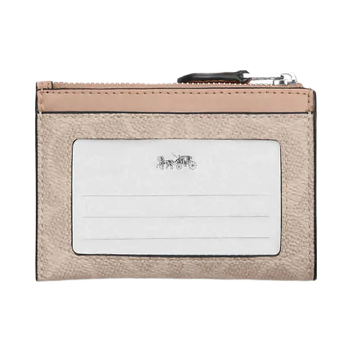 Coach Mini Skinny Id Case In Signature Canvas Signature Canvas-Silver-Sand-Taupe