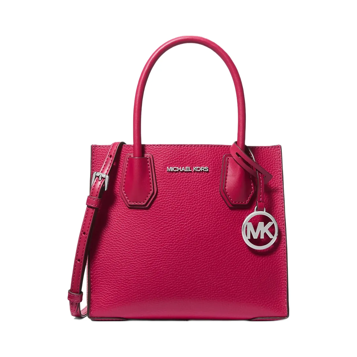 Michael Kors Mercer Medium Pebbled Leather Crossbody Bag Dk Raspberry