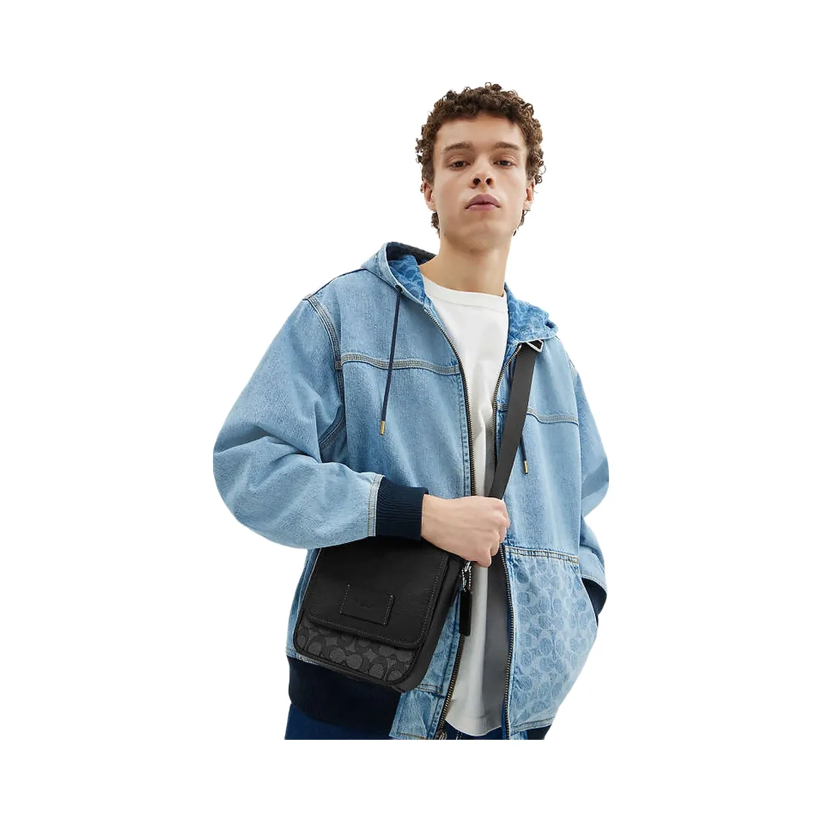 Coach Lucas Crossbody Bag In Signature Jacquard Silver-Charcoal-Black