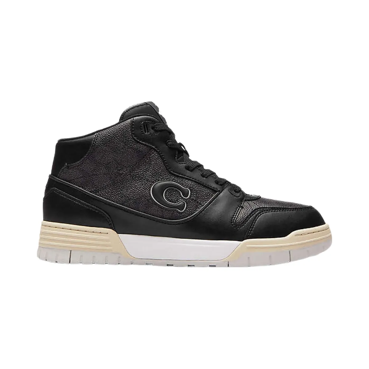 Coach Soho Mid Top Sneaker In Signature Canvas Charcoal-Black
