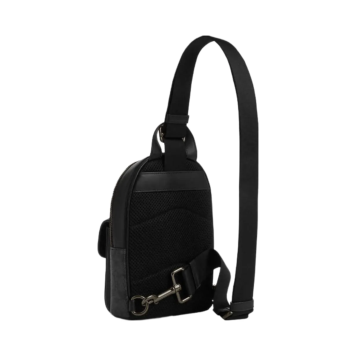 Coach Small Turnlock Sling Pack In Signature Canvas Signature Canvas-Gunmetal-Charcoal-Black