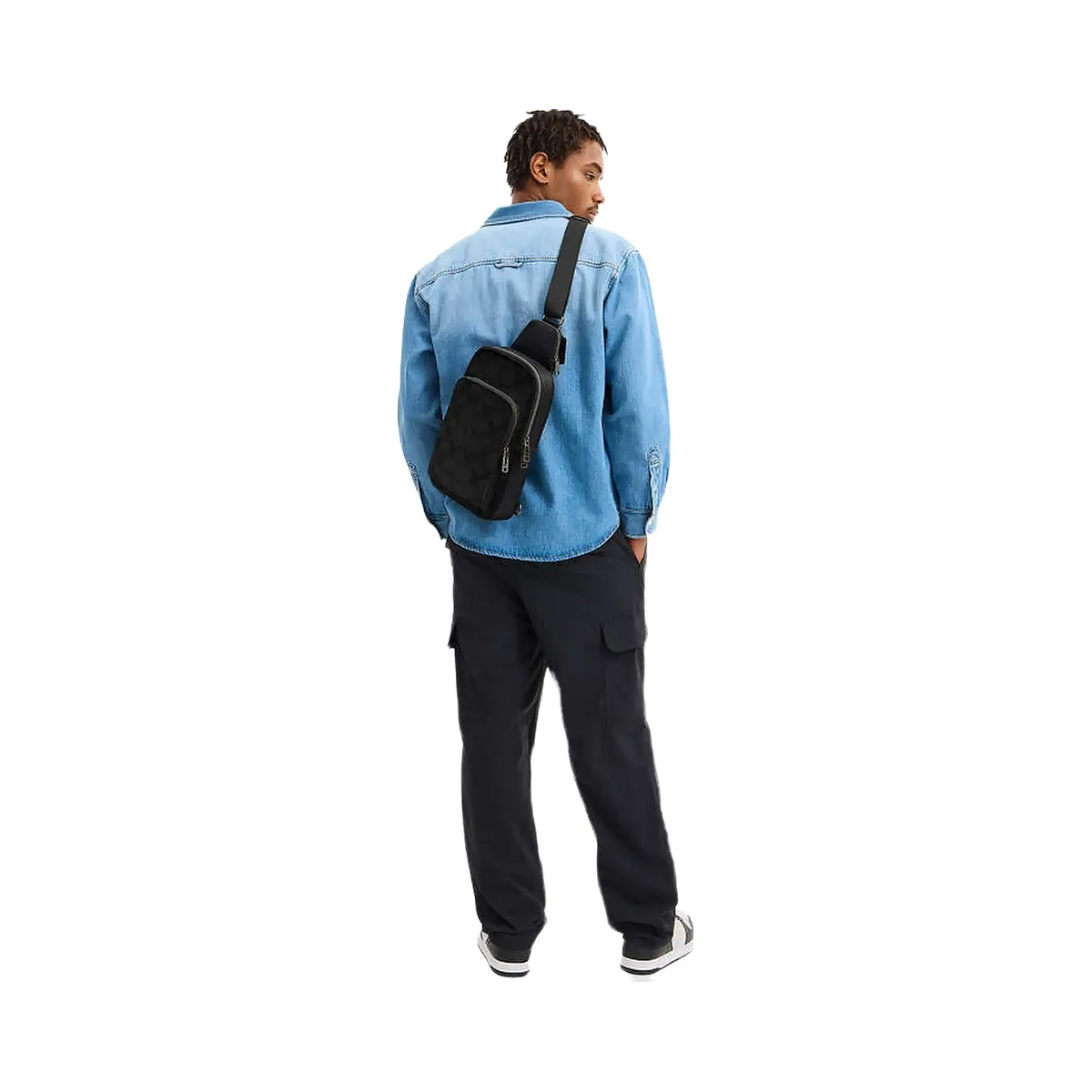 Coach Ethan Pack In Signature Canvas Signature Canvas-Gunmetal-Charcoal-Black