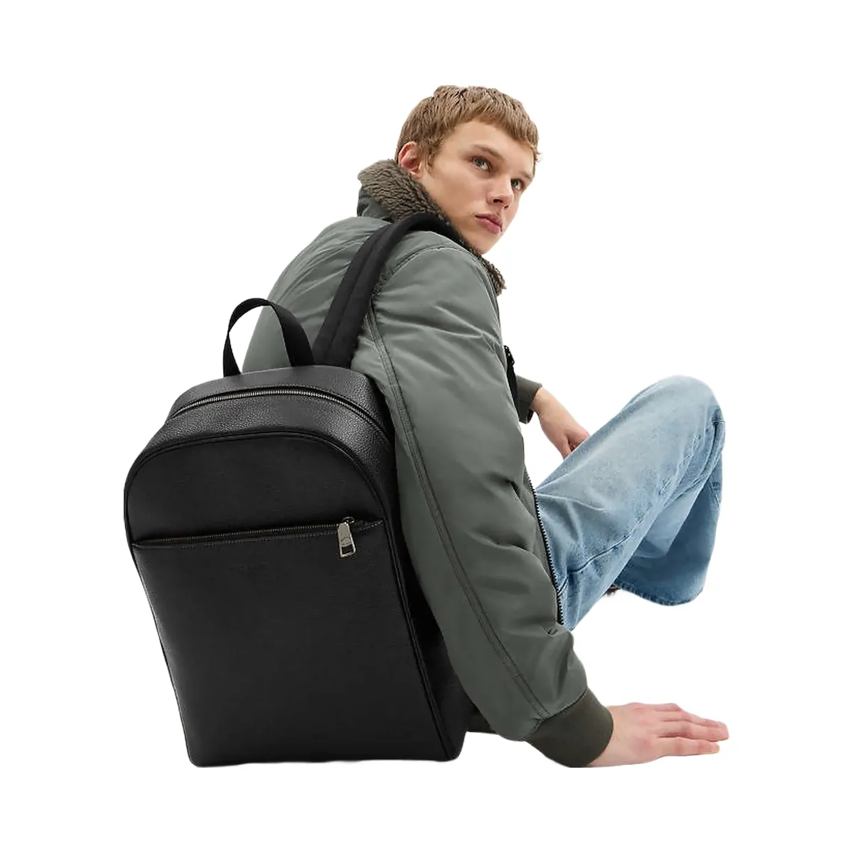 Coach Owen Backpack Pebbled Leather-Gunmetal-Black