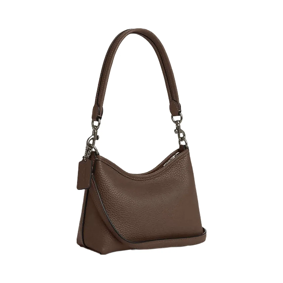 Coach Laurel Small Shoulder Bag Pebbled Leather-Qb-Dark Stone