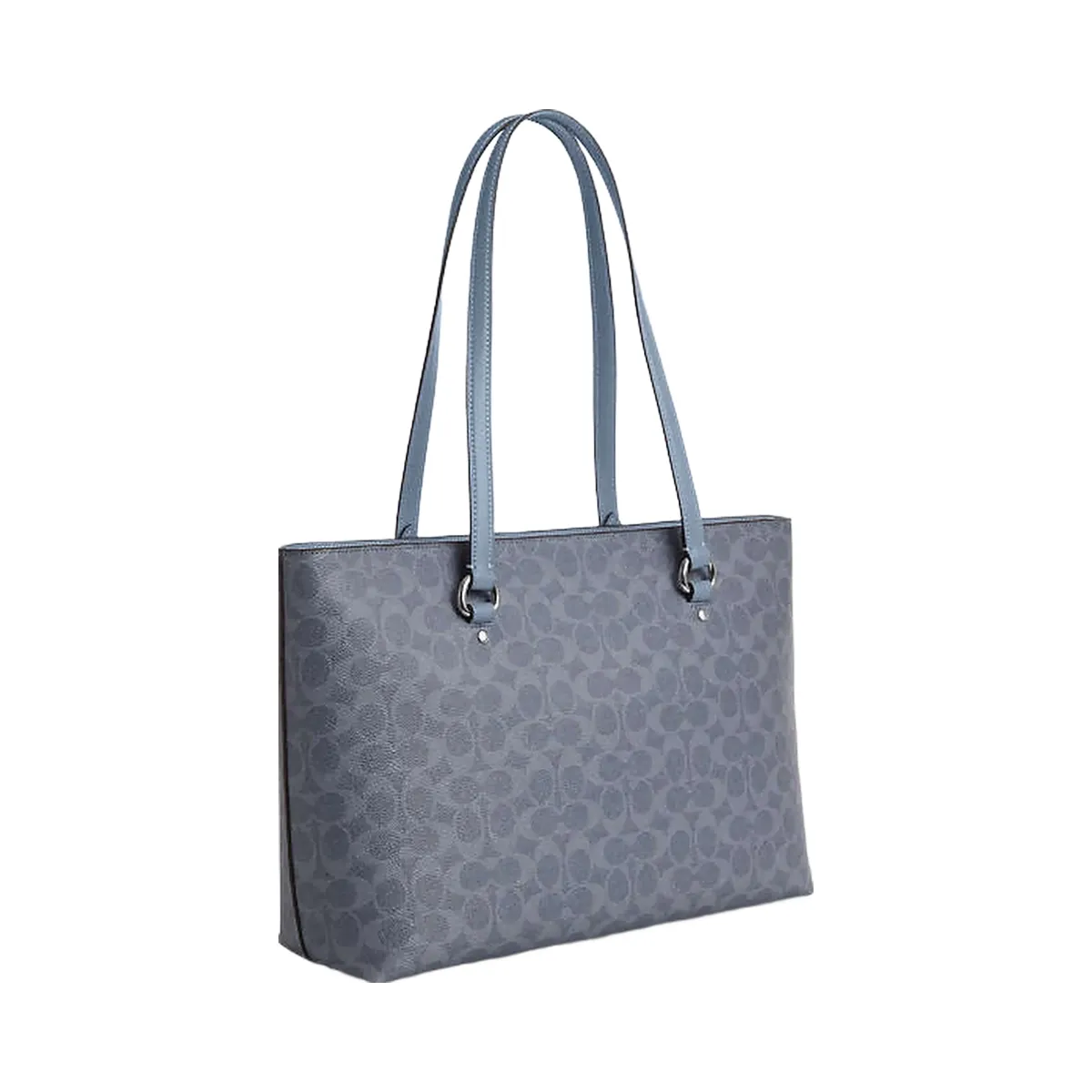 Coach Station Tote Bag In Signature Canvas Signature Canvas-Silver-Chambray