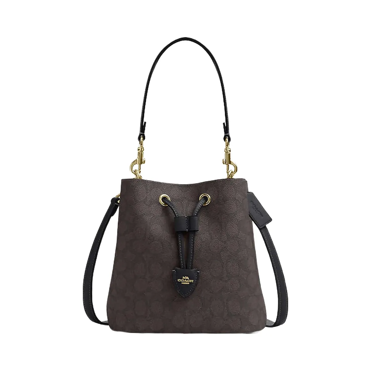 Coach Rowan Bucket Bag In Signature Canvas Signature Canvas-Gold-Walnut-Black