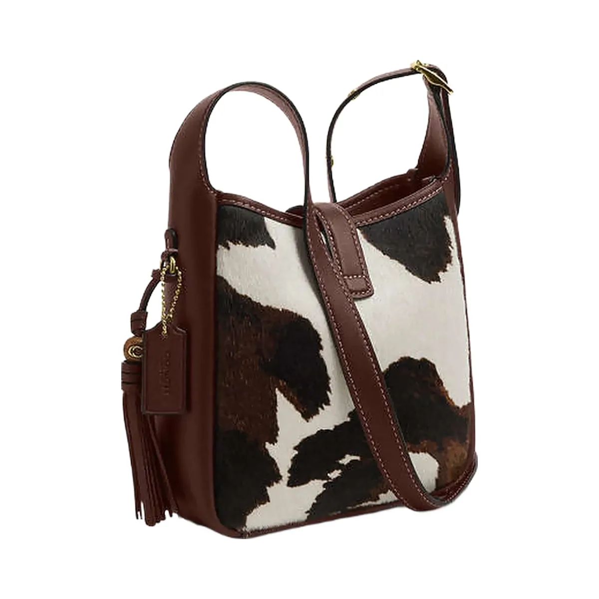 Coach Hadley Mini Crossbody Bag With Cow Print And Tassel Cow Printed Haircalf-Im-Cow Multi
