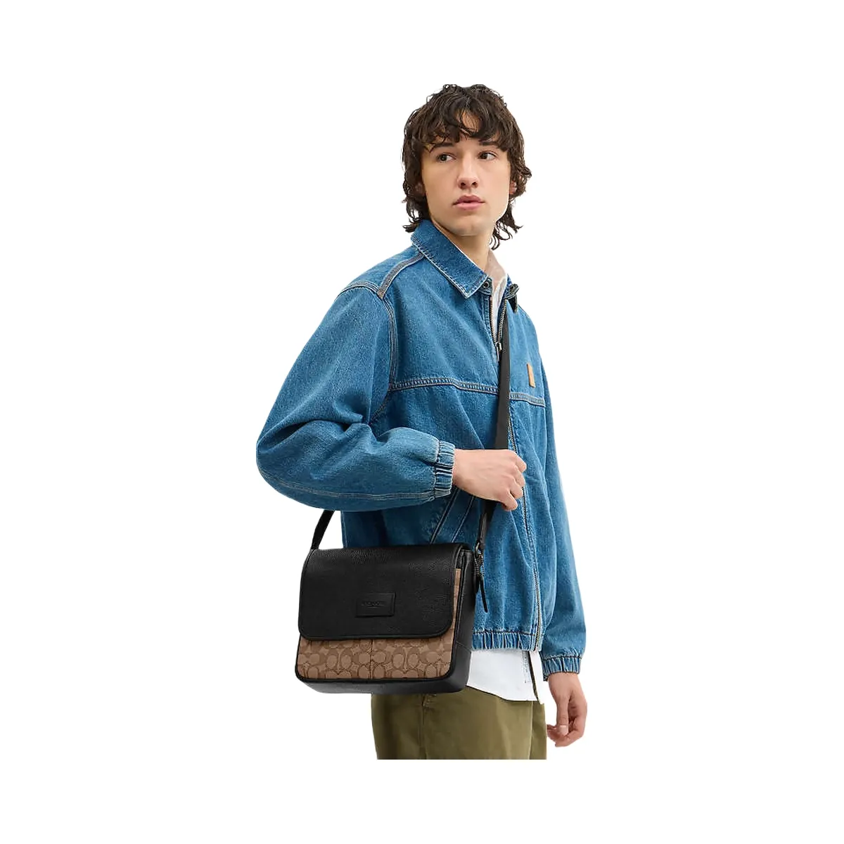 Coach Sprint Map Bag 25 In Signature Jacquard Signature Jacquard-Qb-Tan-Black