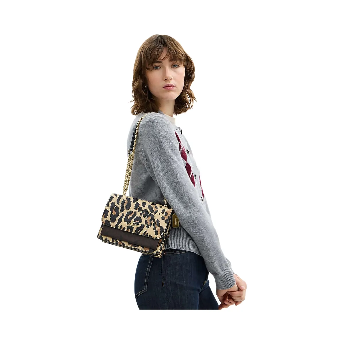 Coach Klare Crossbody Bag With Leopard Print And Signature Canvas Pebbled Leather-Im-Leopard-Walnut Multi