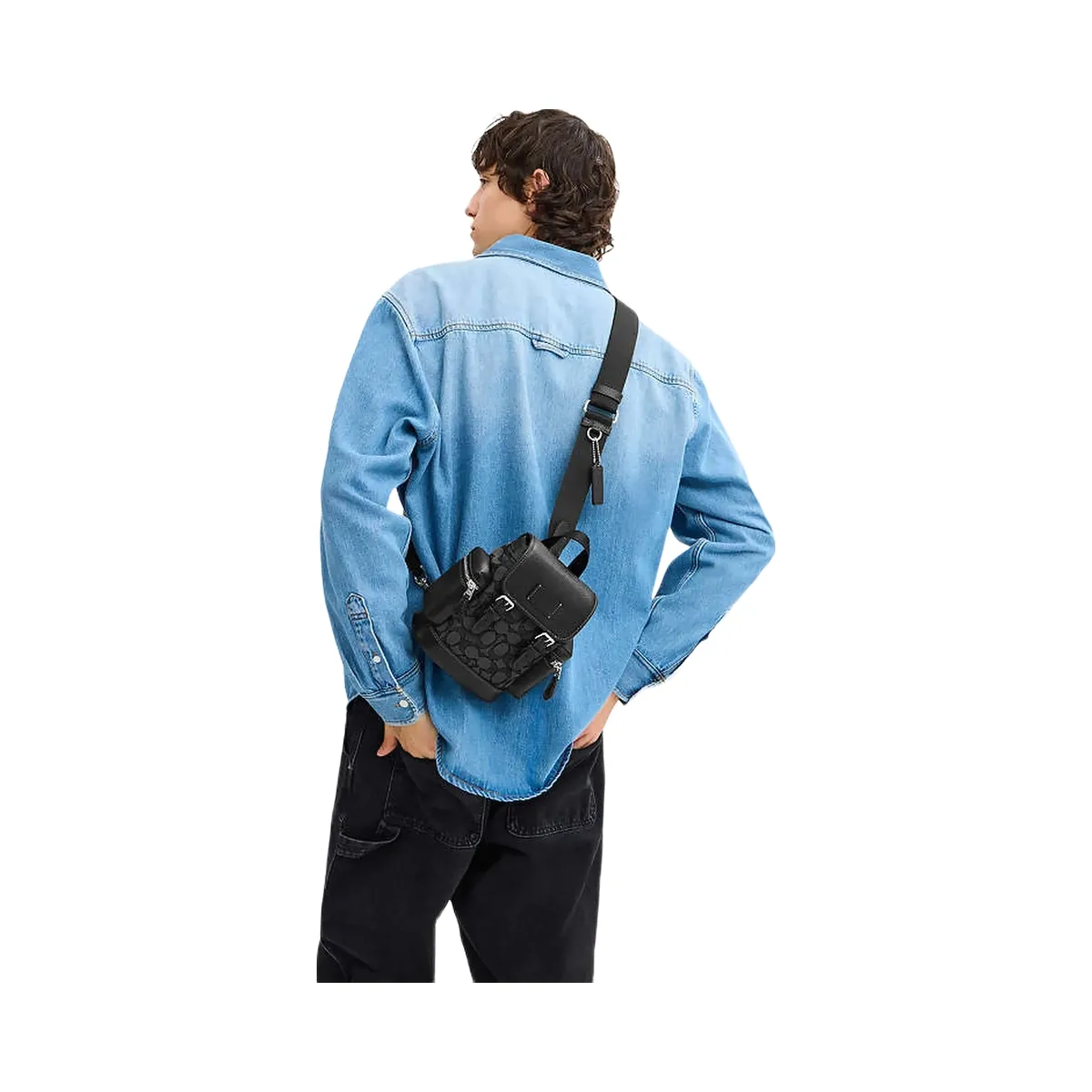 Coach Sprint Sling Pack In Signature Jacquard Signature Jacquard-Silver-Charcoal-Black