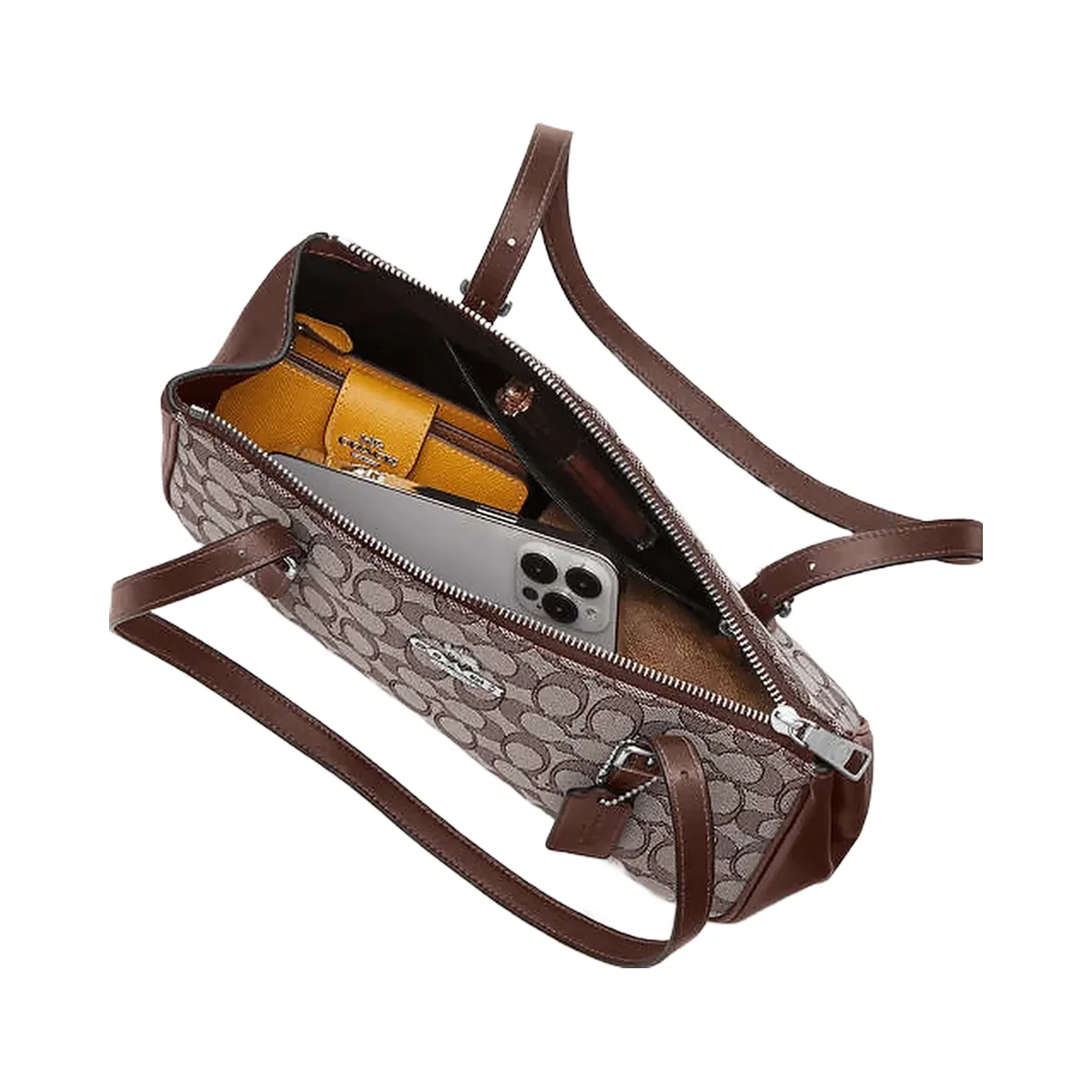 Coach Asher Shoulder Bag In Signature Jacquard Signature Jacquard-Silver-Oak-Maple