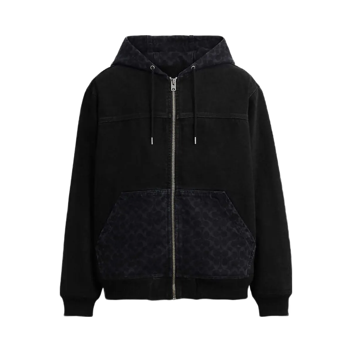 Coach Signature Denim Zip Jacket Black Wash