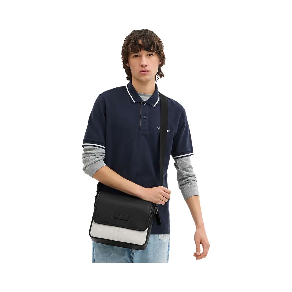 Coach Sprint Map Bag 25 In Colorblock Signature Canvas Signature Canvas-Gunmetal-Chalk-Black
