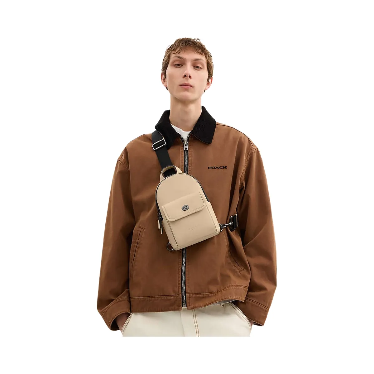 Coach Small Turnlock Sling Pack Smooth Leather-Qb-Ivory