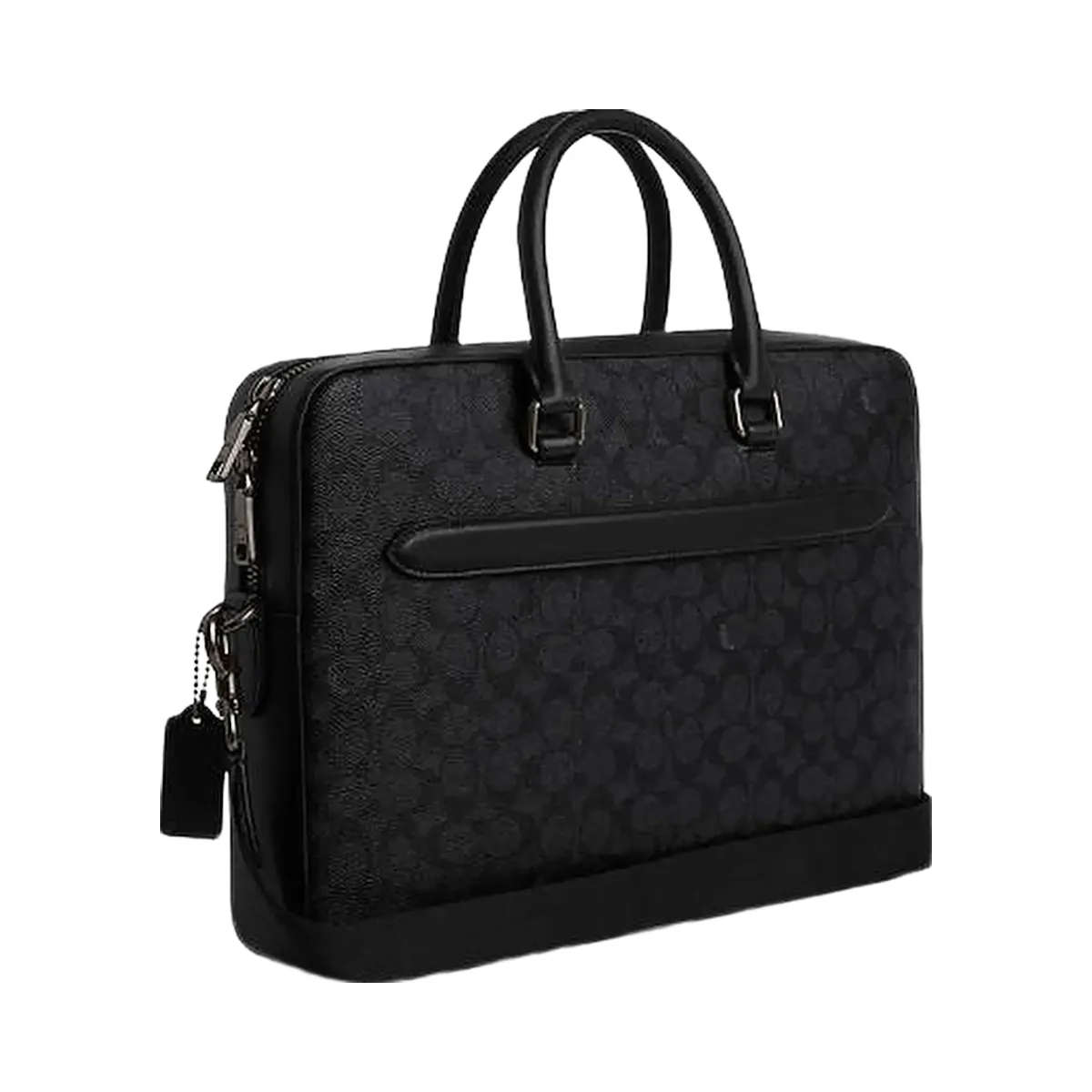 Coach Ethan Slim Brief In Signature Canvas Signature Canvas-Gunmetal-Charcoal-Black