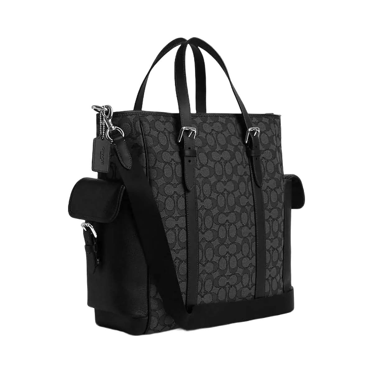 Coach Sprint Tote In Signature Jacquard Signature Jacquard-Silver-Charcoal-Black