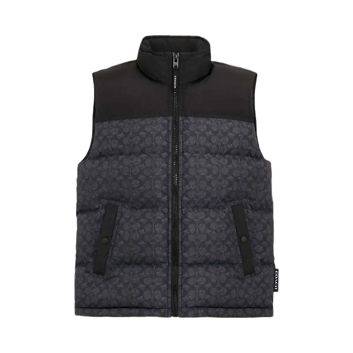 Coach Signature Down Vest In Recycled Polyester Charcoal Signature