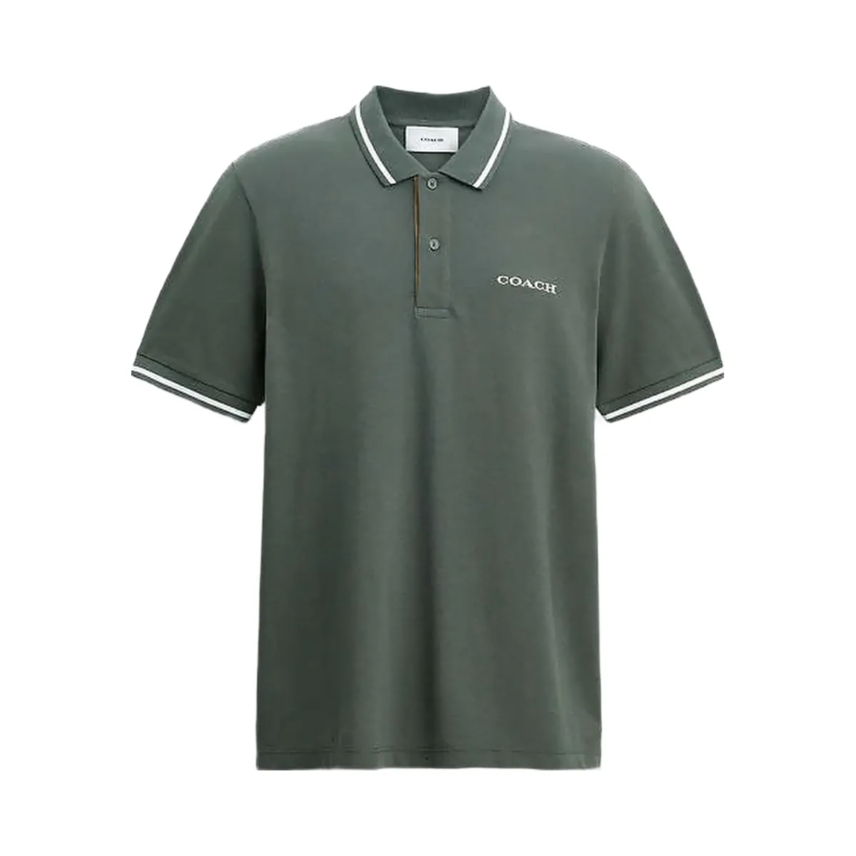 Coach Signature Trim Polo In Organic Cotton Ivy