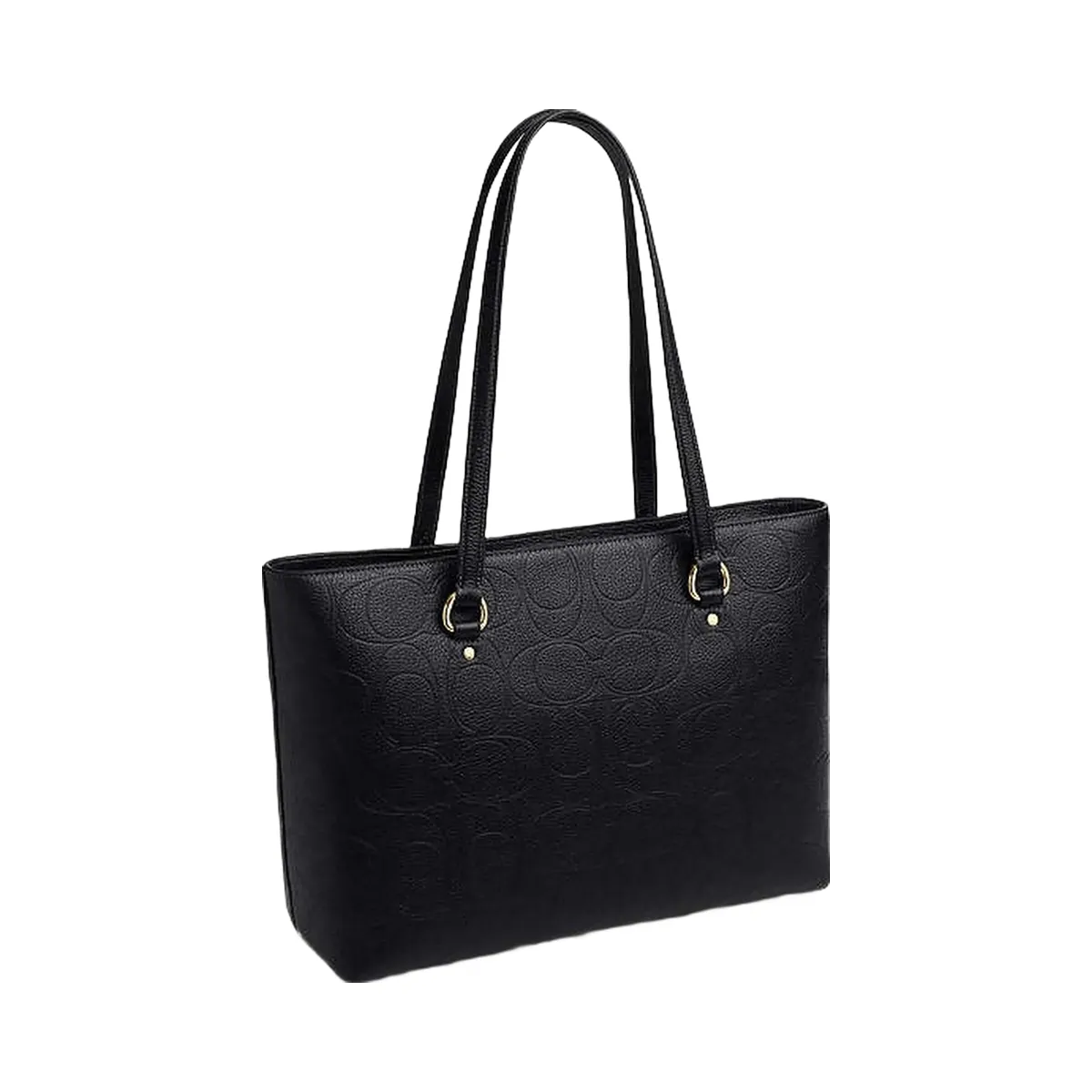 Coach Station Tote Bag In Signature Leather Pebbled Leather-Gold-Black