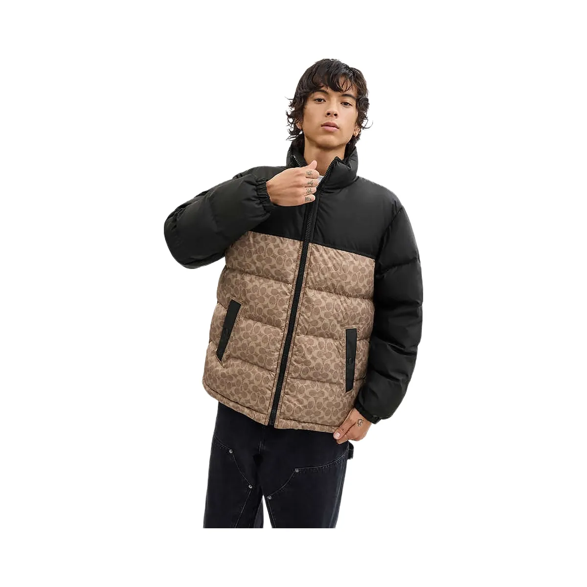 Coach Signature Down Jacket In Recycled Polyester Tan Signature