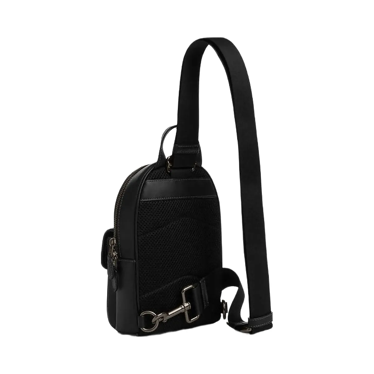 Coach Small Turnlock Sling Pack Smooth Leather-Gunmetal-Black
