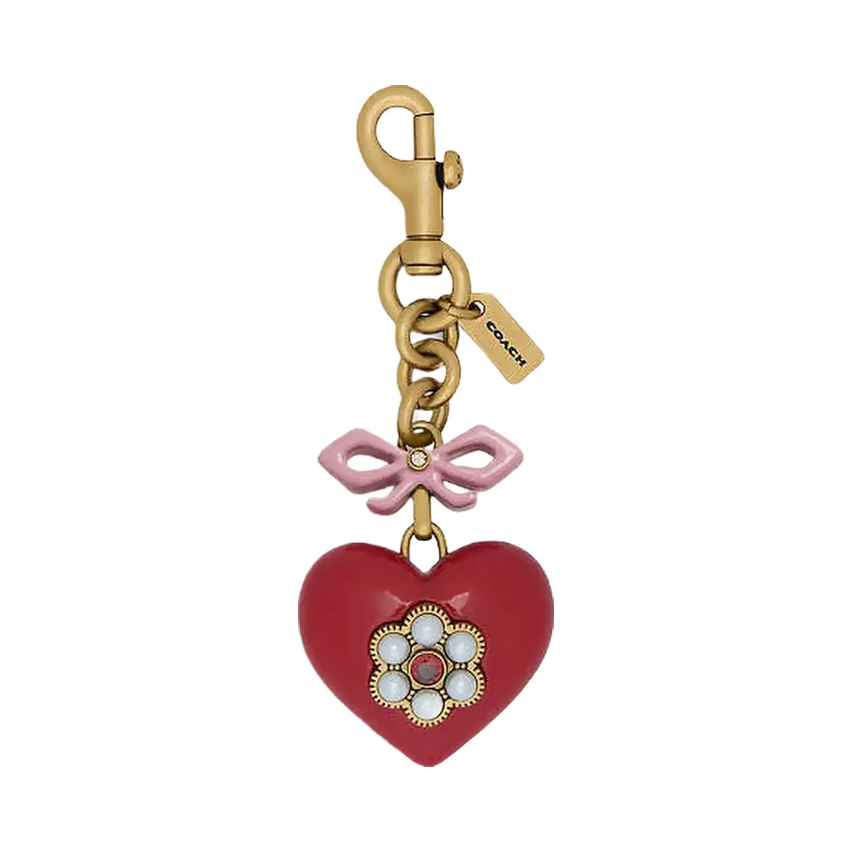 Coach Heart Bag Charm Resin-Brass-Red Multi