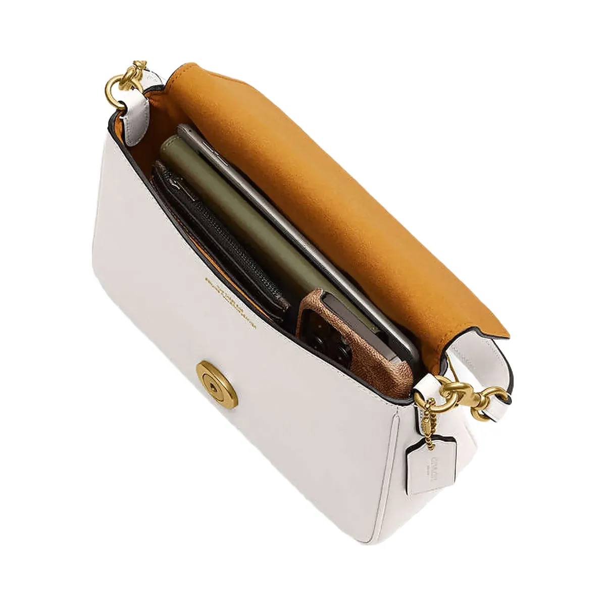 Coach Soft Tabby Shoulder Bag Smooth Leather-Brass-Chalk