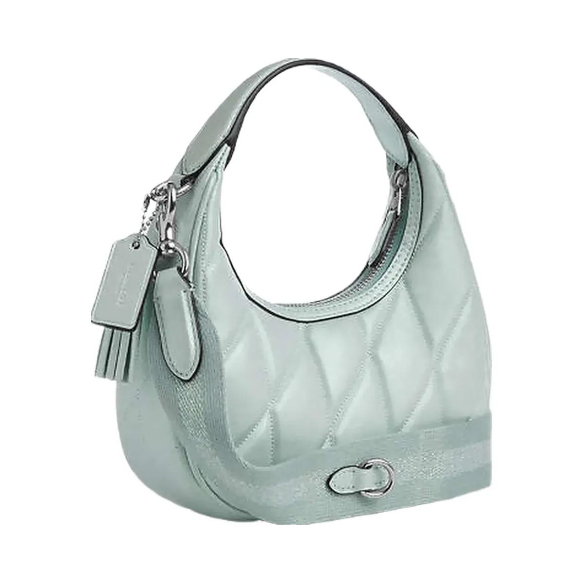 Coach Carmen Mini Crossbody Bag Pearlized Leather-Silver-Green