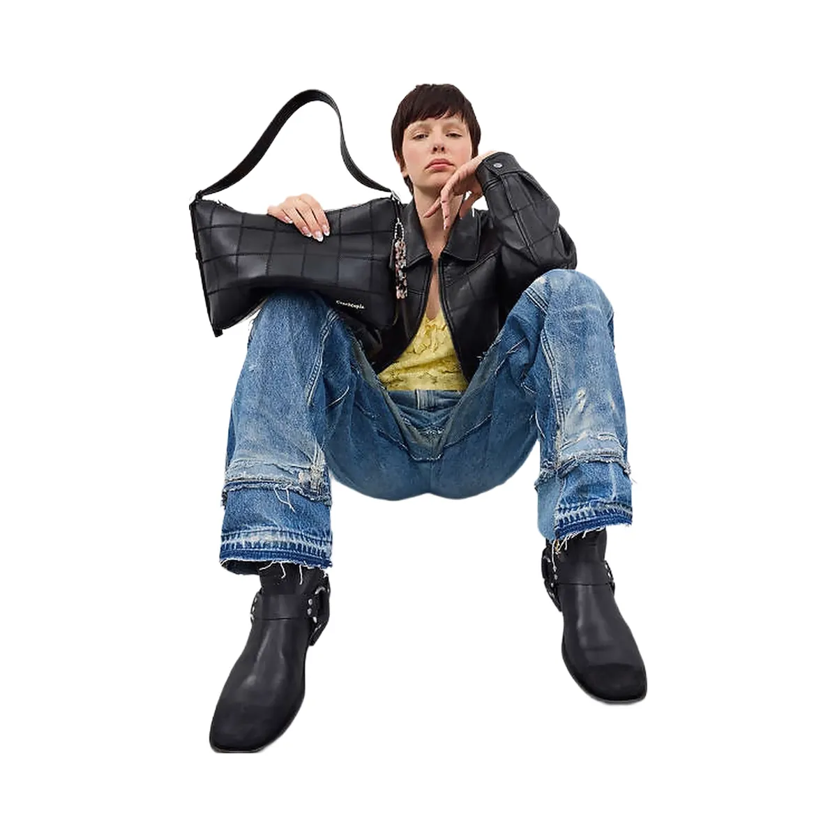 Coach Elias Crossbody Pebbled Leather-Silver-Black