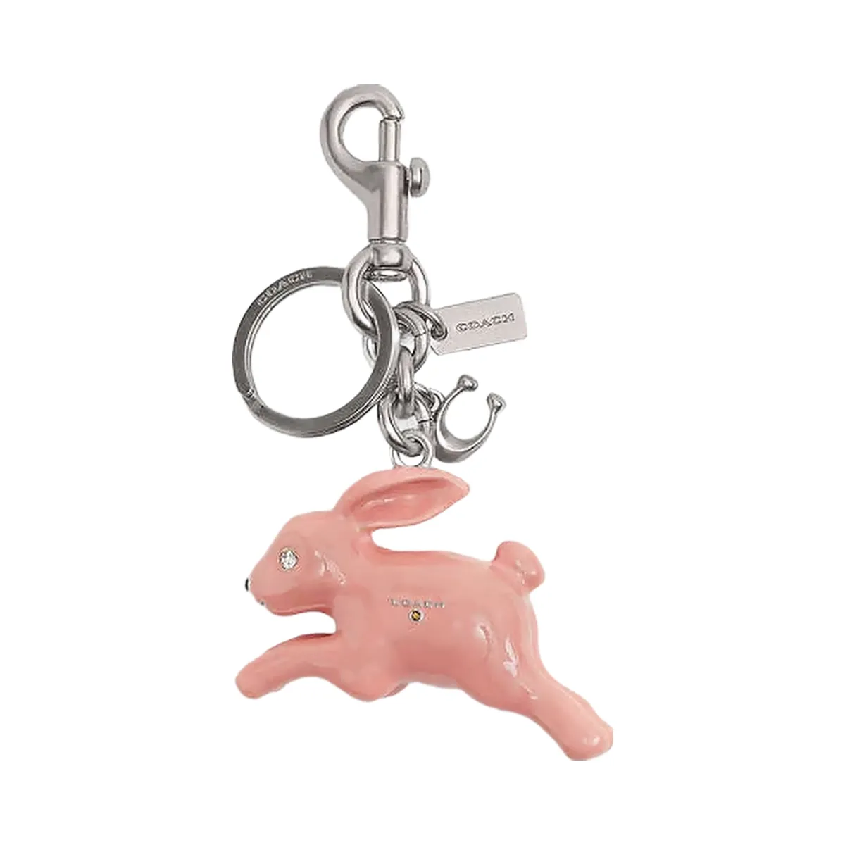 Coach Bunny Bag Charm Silver-Pink