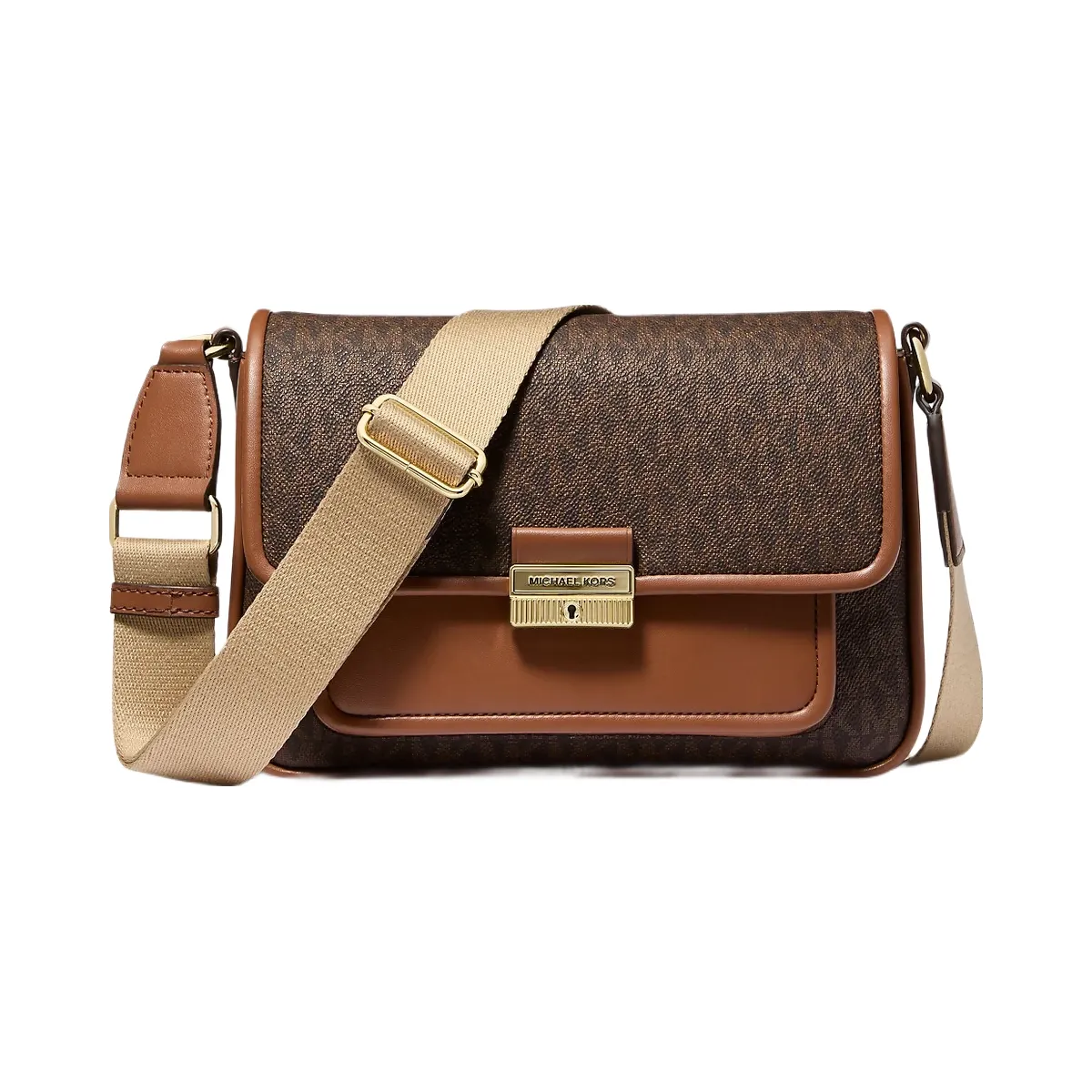 Michael Kors Bradshaw Medium Signature Logo Messenger Bag Brown