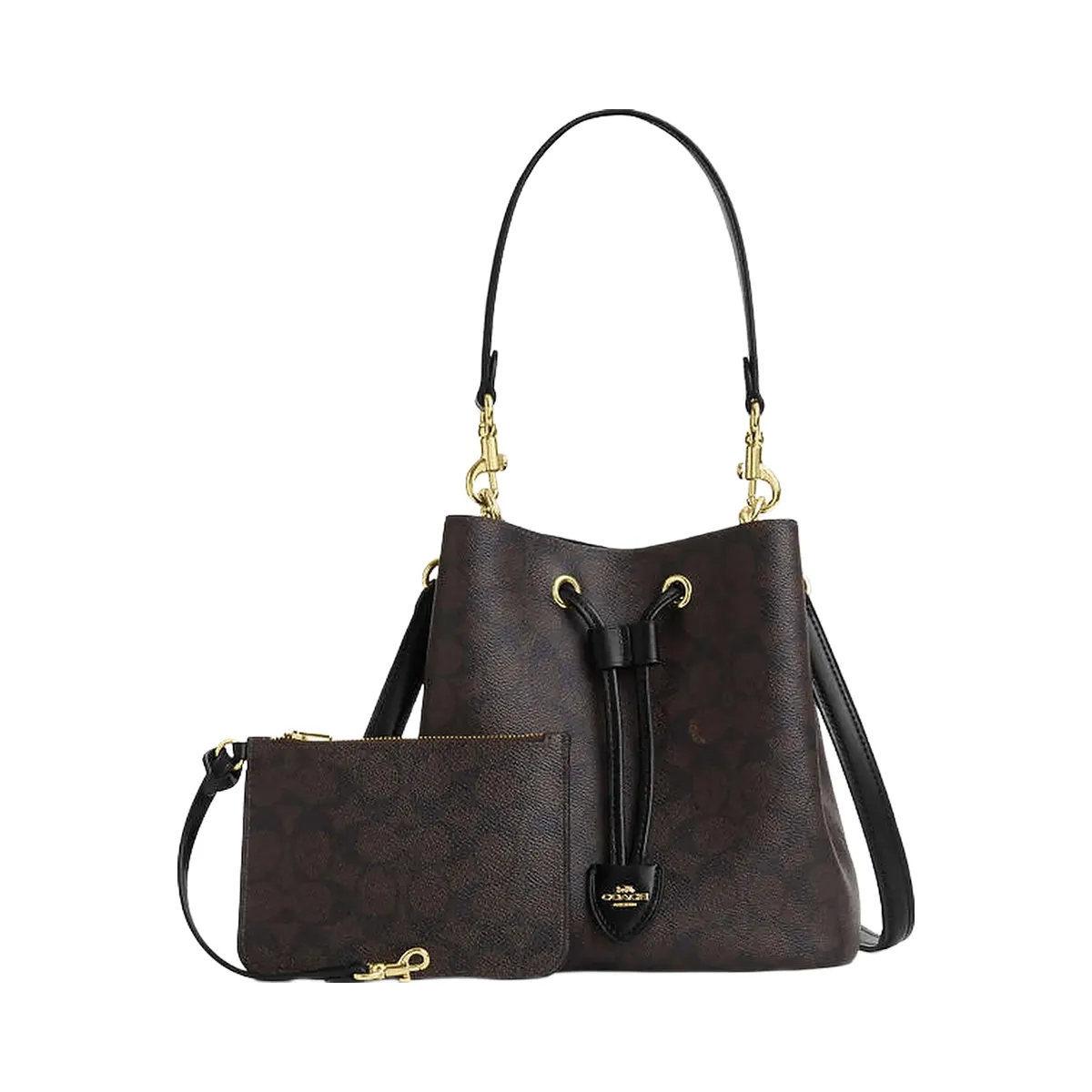 Coach Rowan Bucket Bag In Signature Canvas Signature Canvas-Gold-Walnut-Black