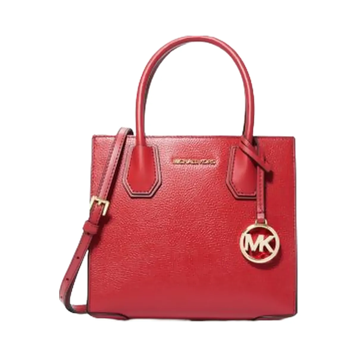 Michael Kors Mercer Medium Pebbled Leather Crossbody Bag Bright Red