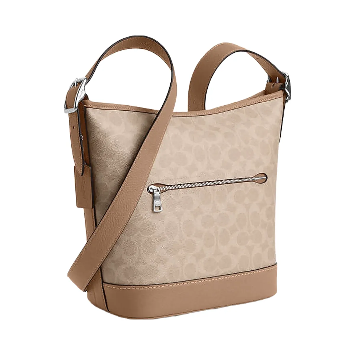 Coach Jude Duffle Bag In Signature Canvas Signature Canvas-Silver-Sand-Taupe