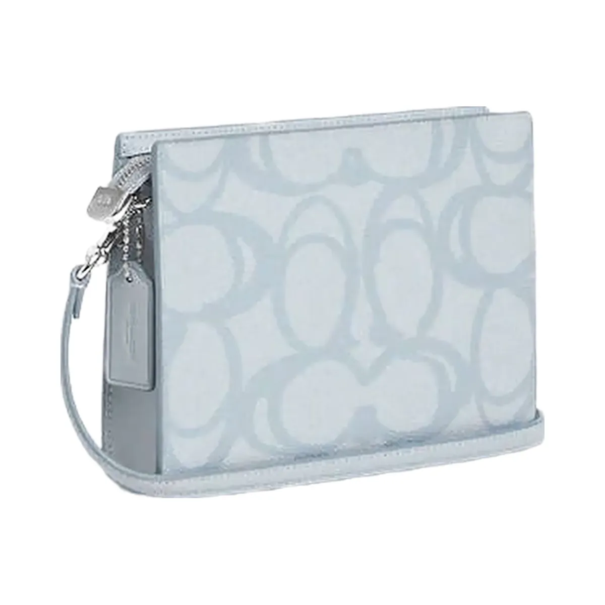 Coach Slim Crossbody Bag In Sketch Signature Canvas Signature Canvas-Silver-Ice Blue