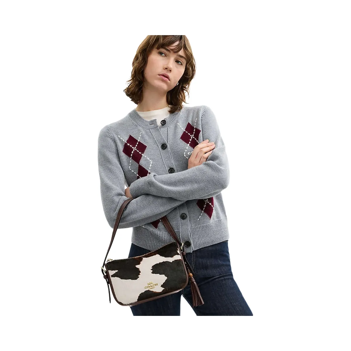 Coach Kailey Shoulder Bag With Cow Print And Tassel Cow Printed Haircalf-Im-Cow Multi