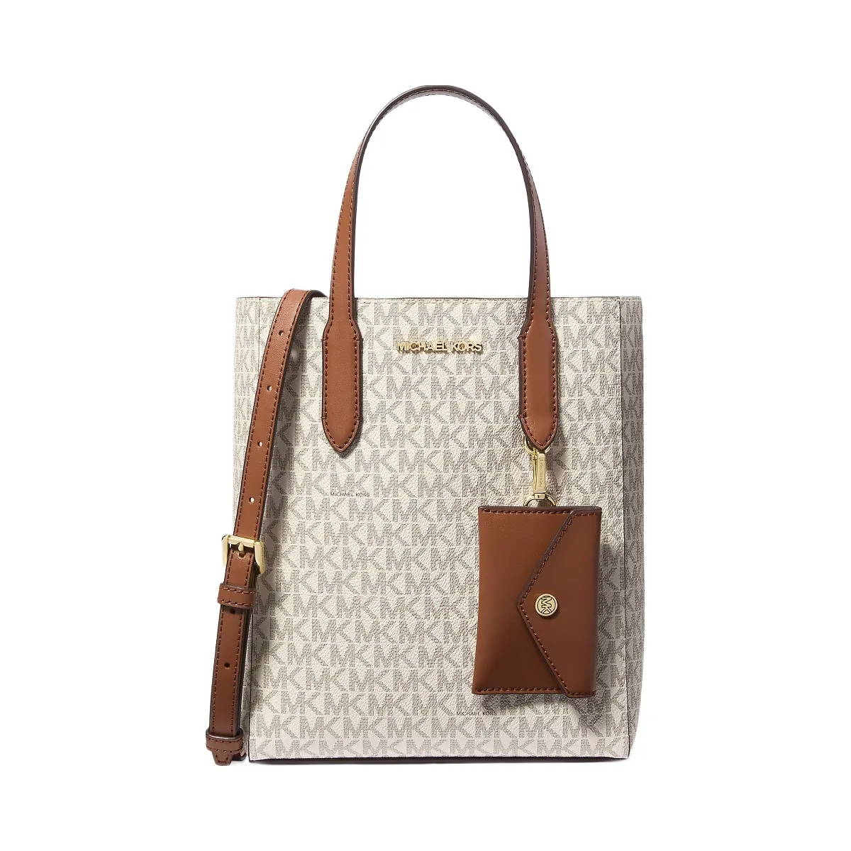 Michael Kors Vincent Small Signature Logo Convertible Tote Bag With Card Case Vanilla