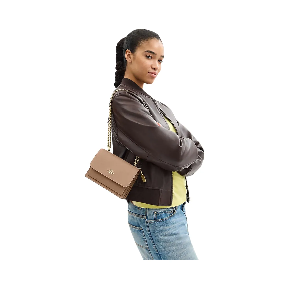 Coach Mini Klare Crossbody Bag Crossgrain Leather-Gold-Taupe