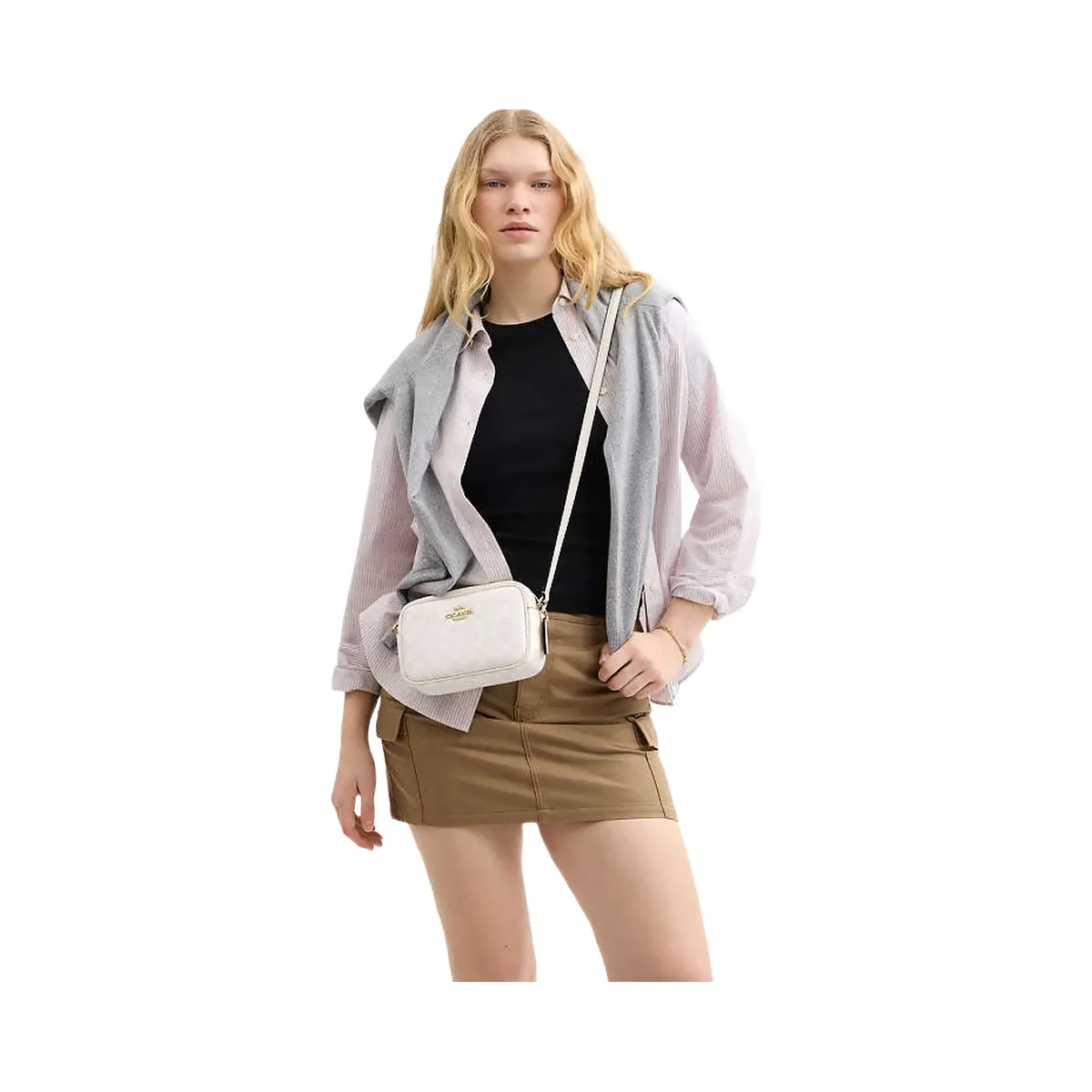 Coach Mini Jamie Camera Bag In Signature Canvas Signature Canvas-Gold-White-Chalk