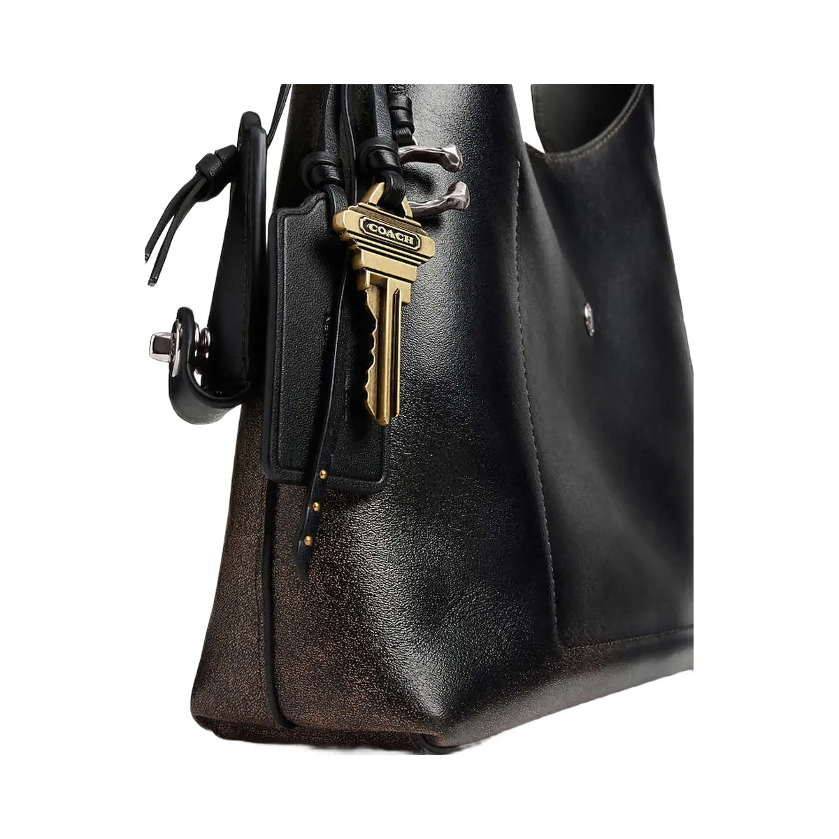 Coach Brooklyn Shoulder Bag 28 In Loved Leather Loved Leather-Silver-Black Brown