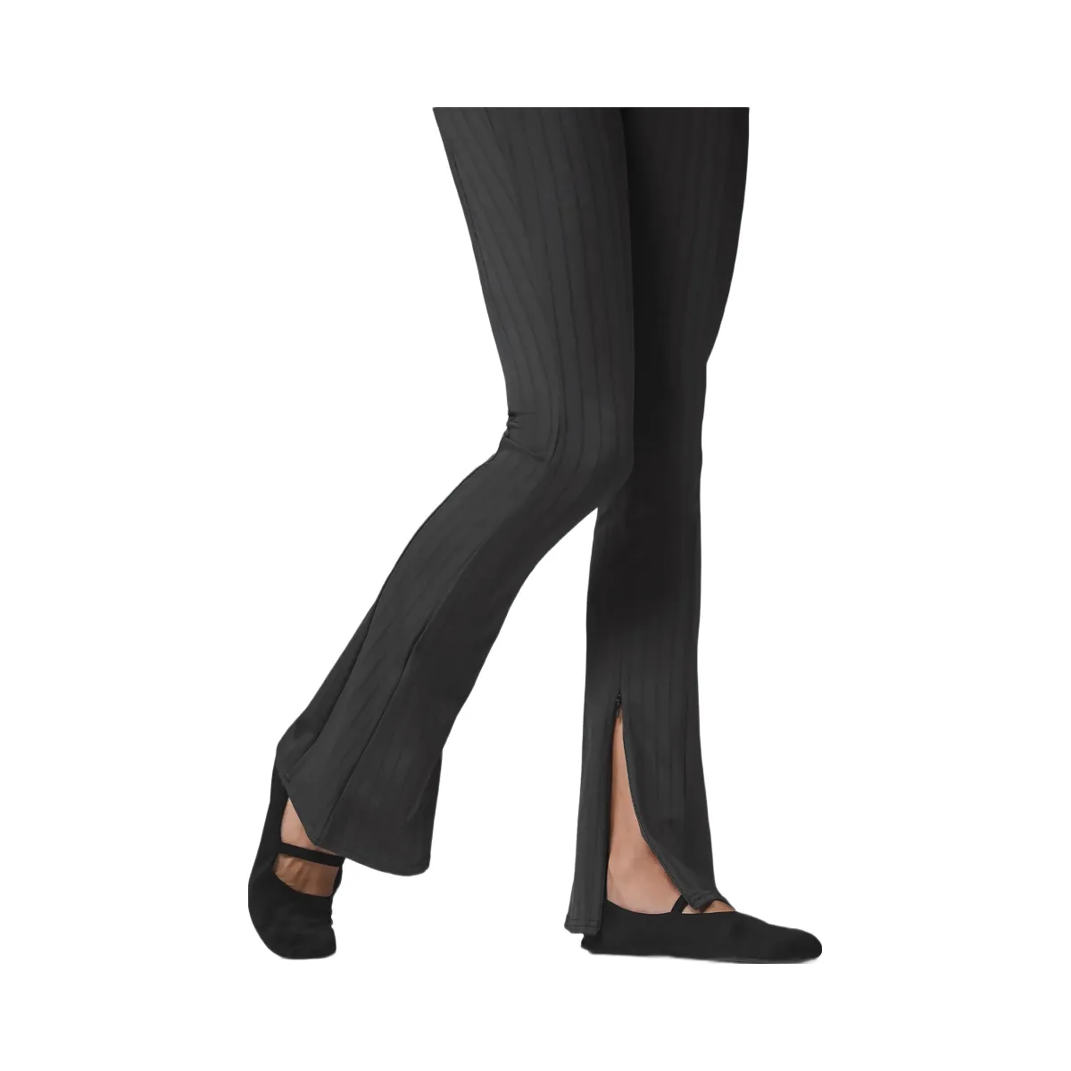 Alo Women's High-Waist Pinstripe Zip It Flare Legging - Anthracite/Black