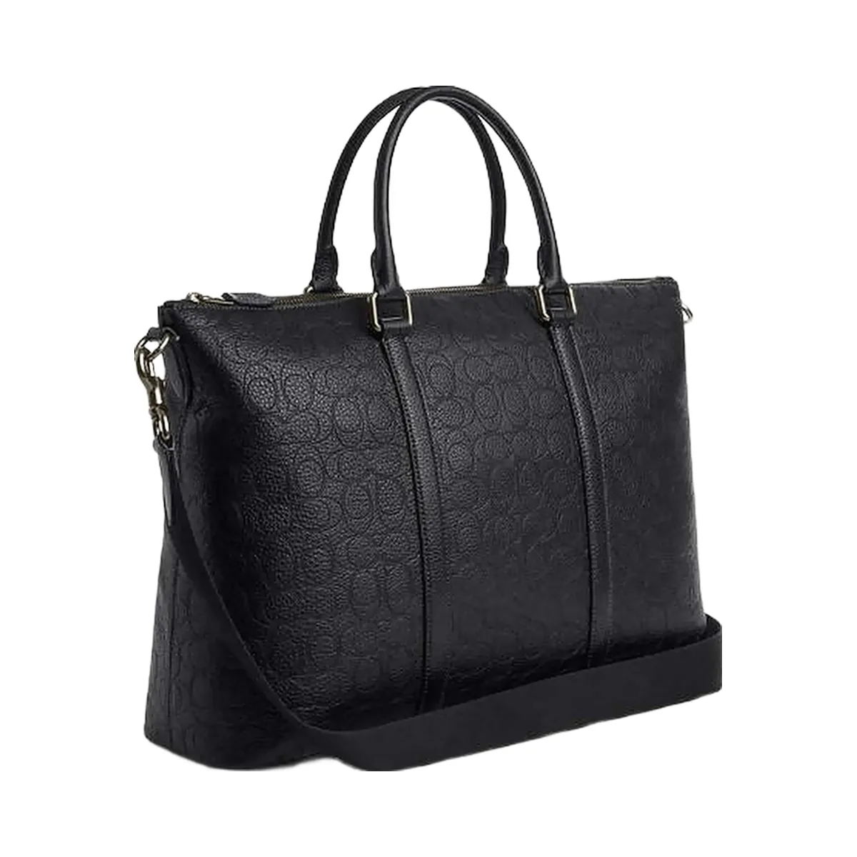 Coach Caleb Work Bag In Signature Leather Pebbled Leather-Gunmetal-Black