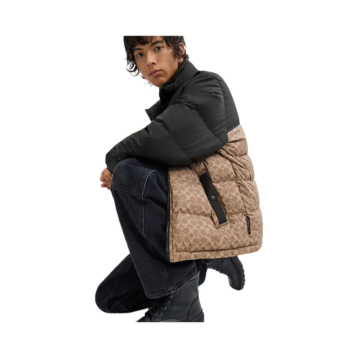 Coach Signature Down Jacket In Recycled Polyester Tan Signature