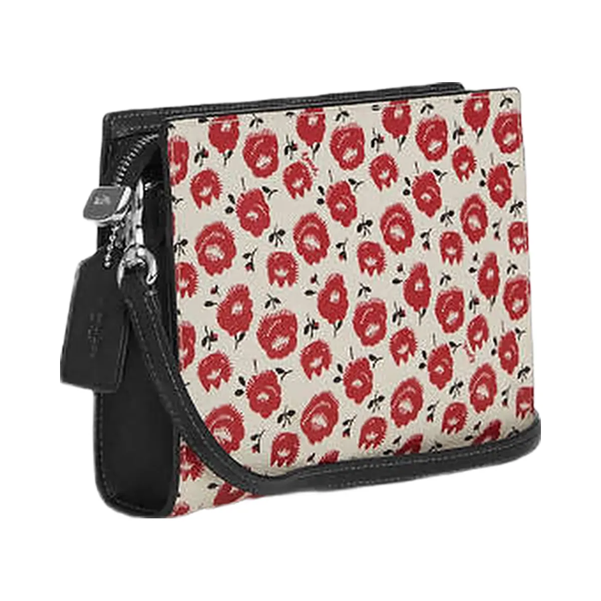 Coach Slim Crossbody Bag With Floral Print Silver-Chalk-Black Multi