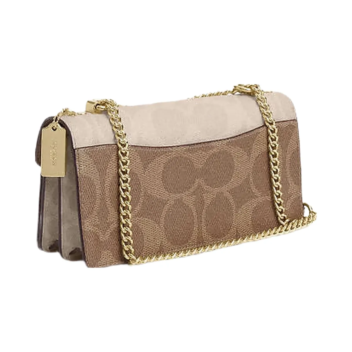 Coach Klare Envelope Crossbody Bag In Blocked Signature Canvas Signature Canvas-Gold-Sand-Tan