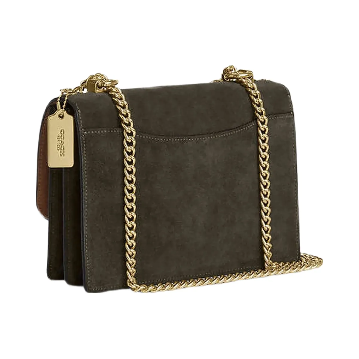 Coach Klare Crossbody Bag In Signature Canvas Suede-Im-Army Green-Tan