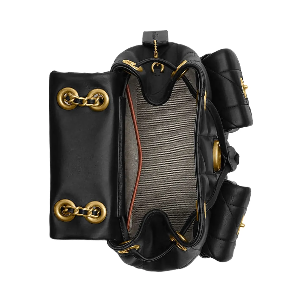 Coach Tabby Backpack With Pillow Quilting Nappa Leather-Brass-Black