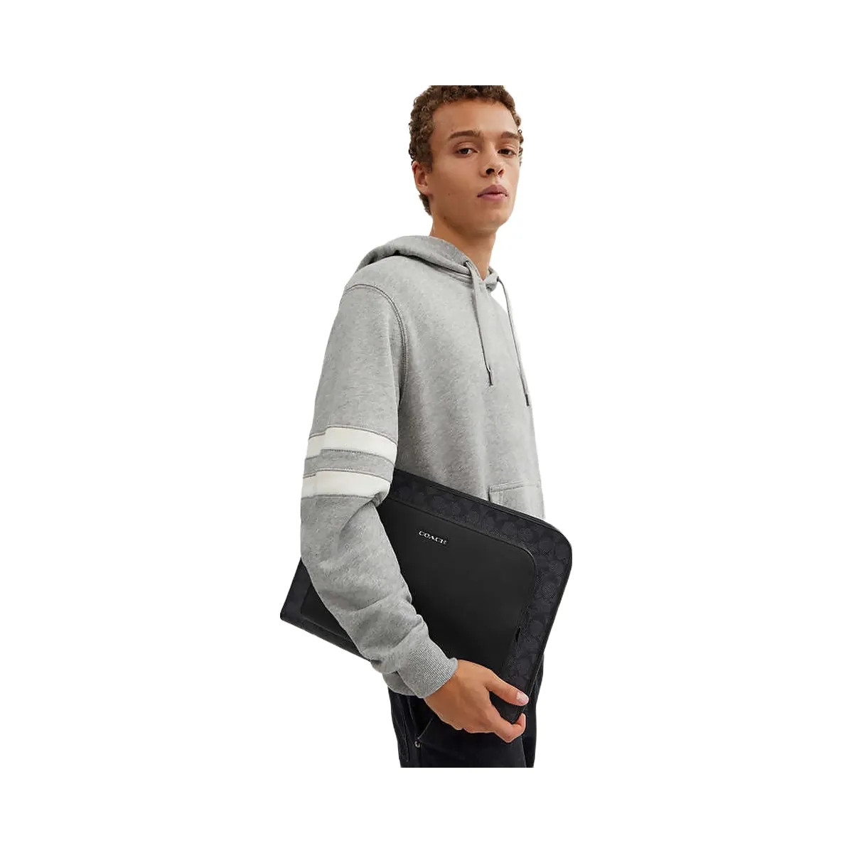 Coach Ethan Portfolio In Signature Canvas Signature Canvas-Gunmetal-Charcoal-Black
