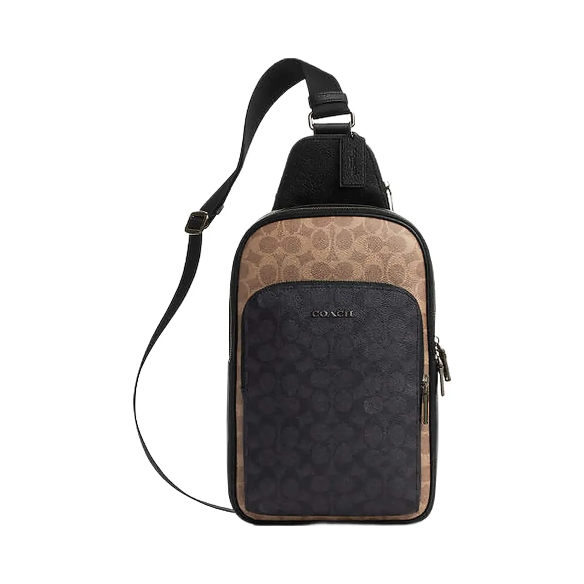 Coach Ethan Pack In Blocked Signature Canvas Signature Canvas-Qb-Tan-Charcoal-Black